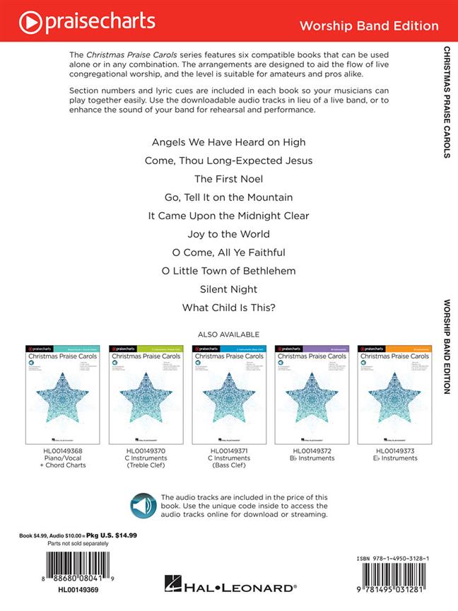 Christmas Praise Carols-Lead Sheets+Rhythm - Praise Charts - melodická linky, akordy a texty