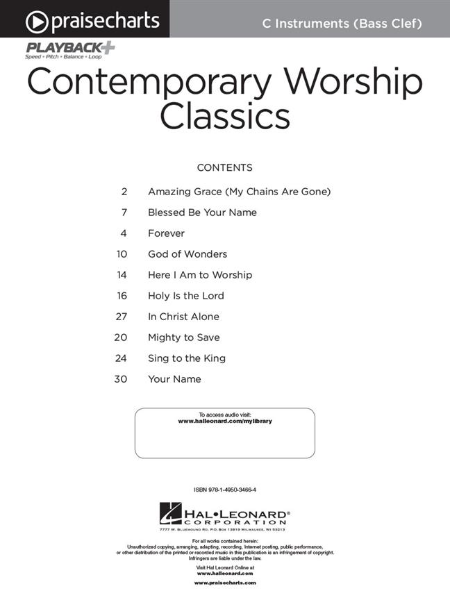 Contemporary Worship Classics - C Bass Instruments - PraiseCharts Series pro nástroje v různých laděních