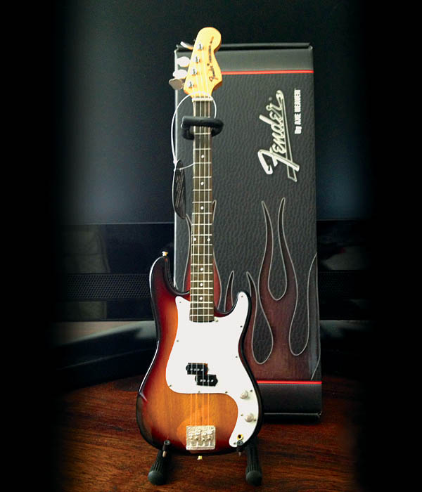 Fender™ Precision Bass - Sunburst Finish - Miniature Guitar Replica Collectible - miniatura kytary