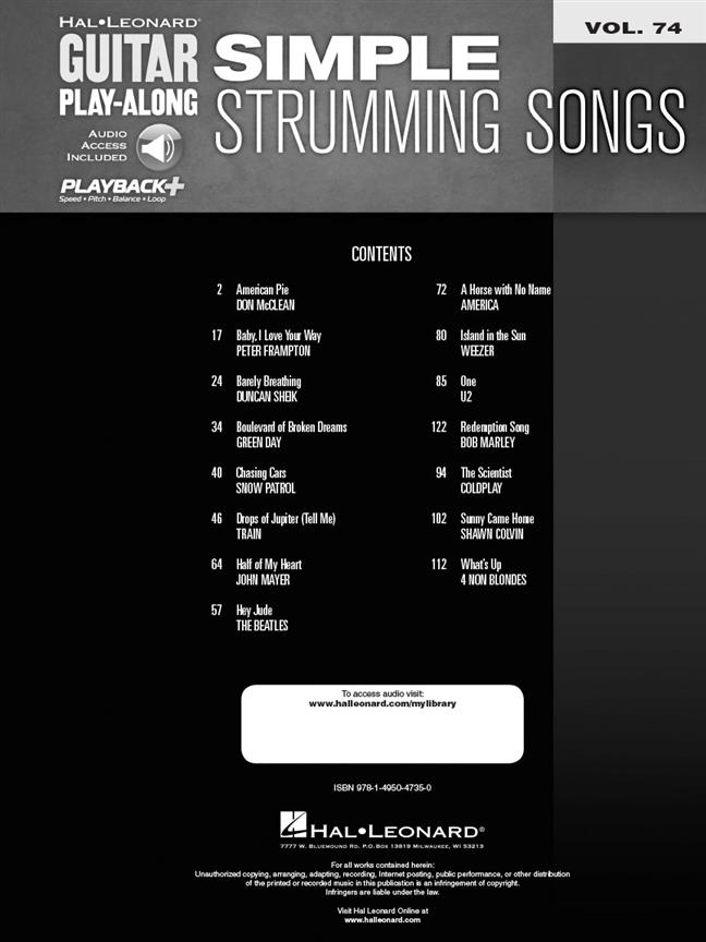 Simple Strumming Songs - Guitar Play-Along Volume 74