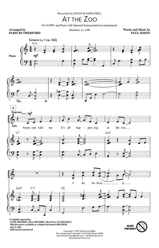 At the Zoo - pro sbor SATB
