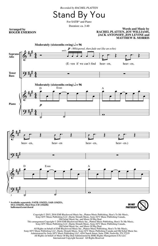 Stand By You - pro sbor SATB