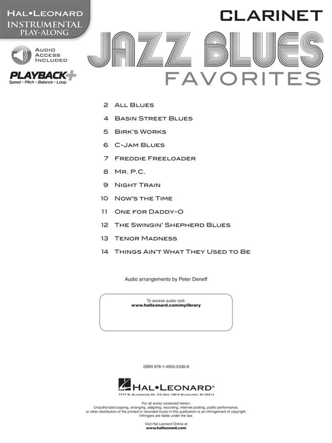 Jazz Blues Favorites - Clarinet - Instrumental Play-Along - noty na klarinet
