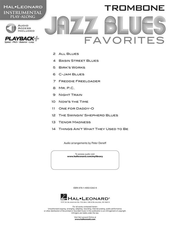 Jazz Blues Favorites - Trombone - Instrumental Play-Along - noty na trombon