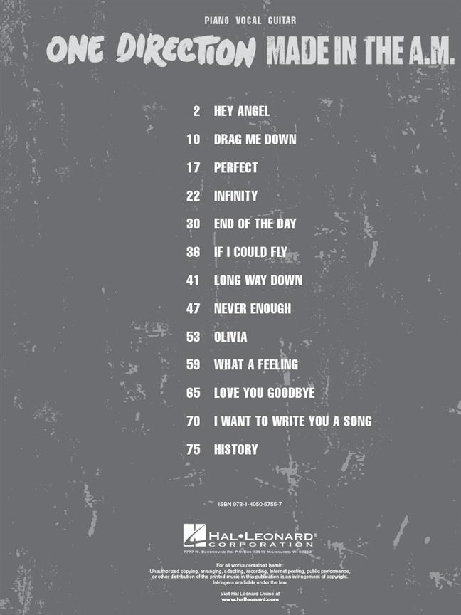 One Direction - Made in the A.M. - noty pro zpěv, klavír s akordy pro kytaru