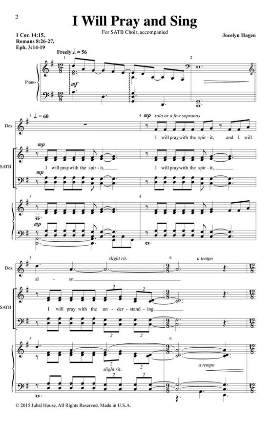 I Will Pray and Sing - pro sbor SATB