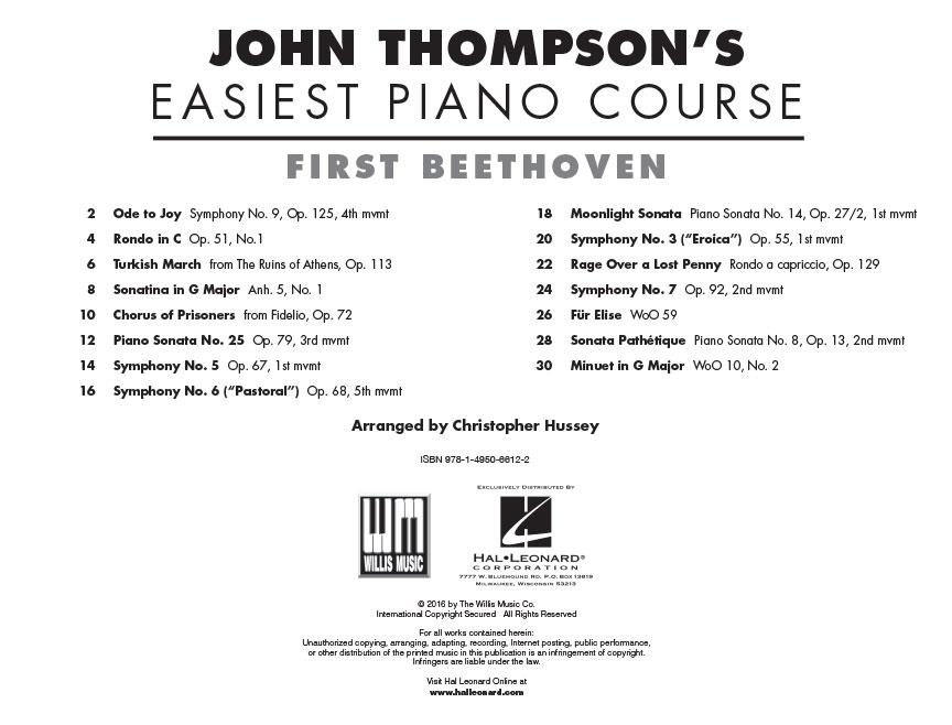 First Beethoven - John Thompson's Easiest Piano Course - populární písně na klavír