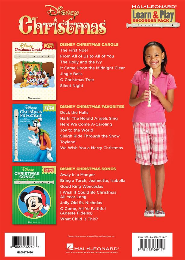 Disney Christmas - Learn & Play Recorder Pack - noty pro zobcovou flétnu