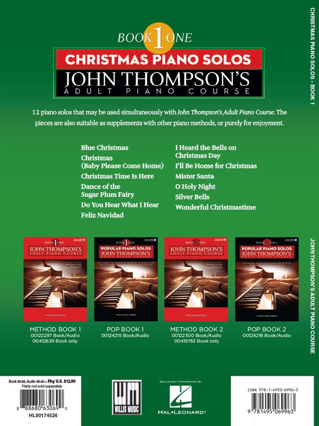 Christmas Piano Solos - John Thompson's Adult Piano Course (Book 1) - Elementary Level - populární písně na klavír