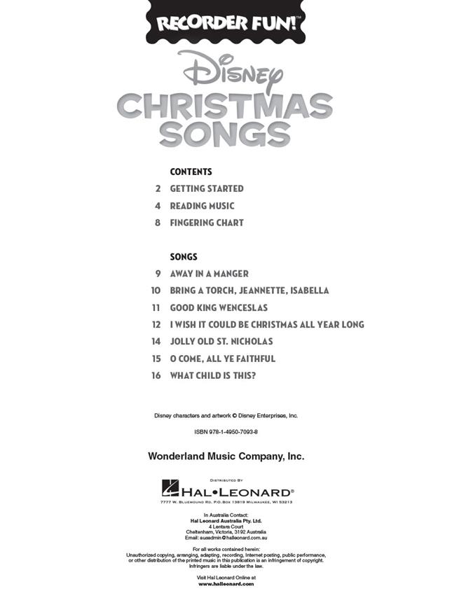Disney Christmas Songs - vánoční melodie pro zobcovou flétnu