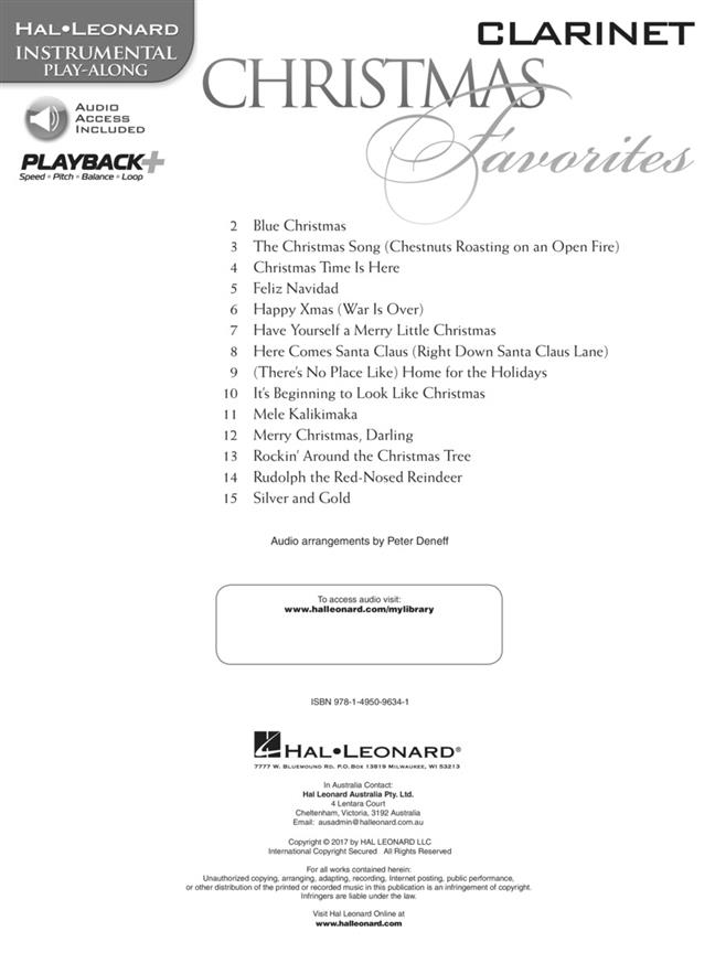 Christmas Favorites - Clarinet - Instrumental Play-Along - noty na klarinet