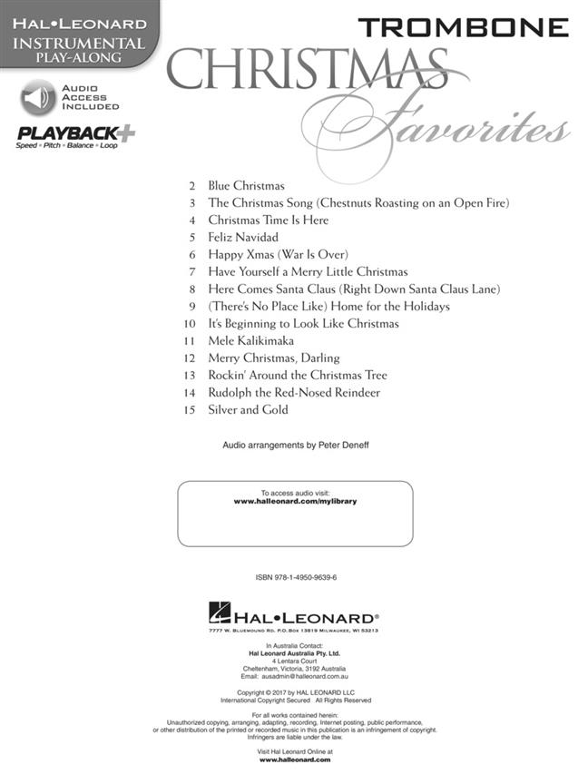 Christmas Favorites - Trombone - Instrumental Play-Along - noty na trombon
