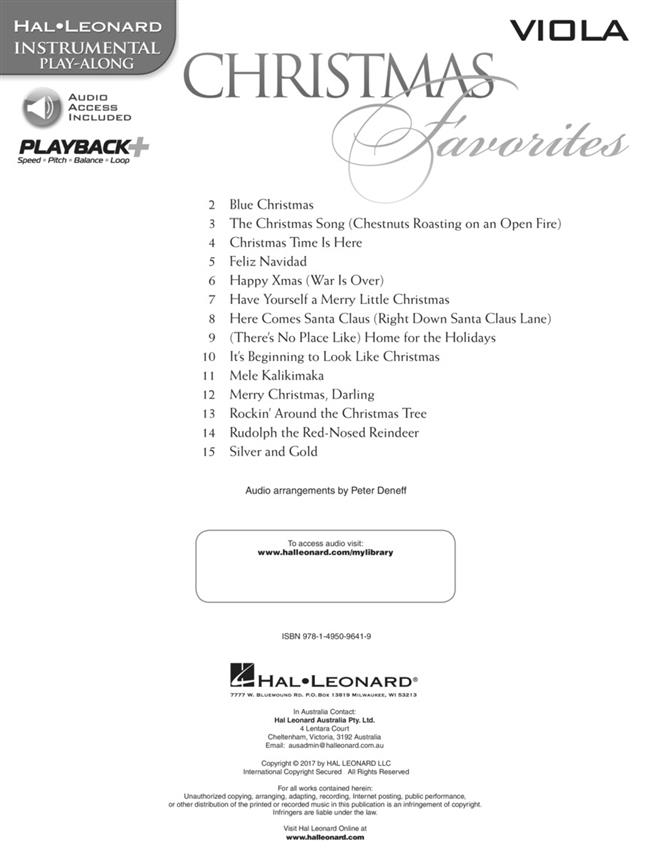 Christmas Favorites - Viola - Instrumental Play-Along - noty pro violu