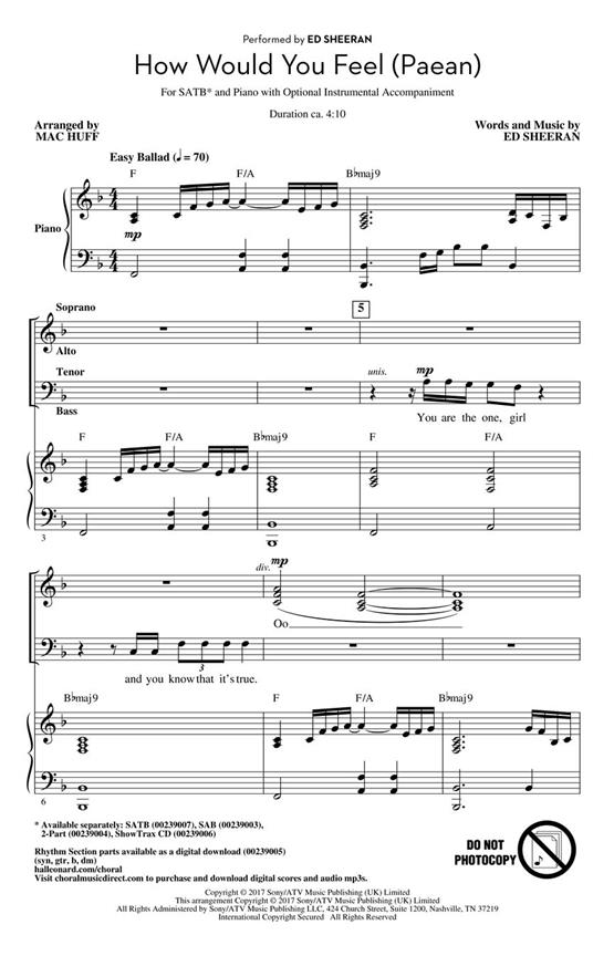How Would You Feel - pro sbor SATB
