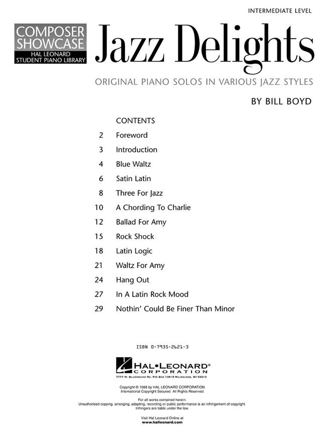 Jazz Delights - jazzové noty na klavír