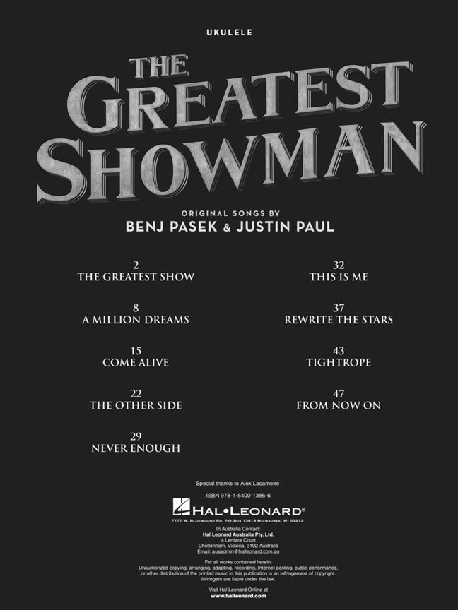 The Greatest Showman - Music from the Motion Picture Soundtrack For Ukulele noty pro ukulele