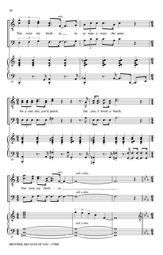 Brother, Because Of You (from tyler's Suite) - noty pro sbor TTBB