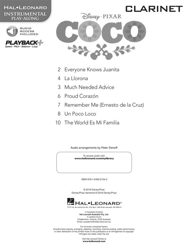 Coco pro klarinet Book with Audio-Online