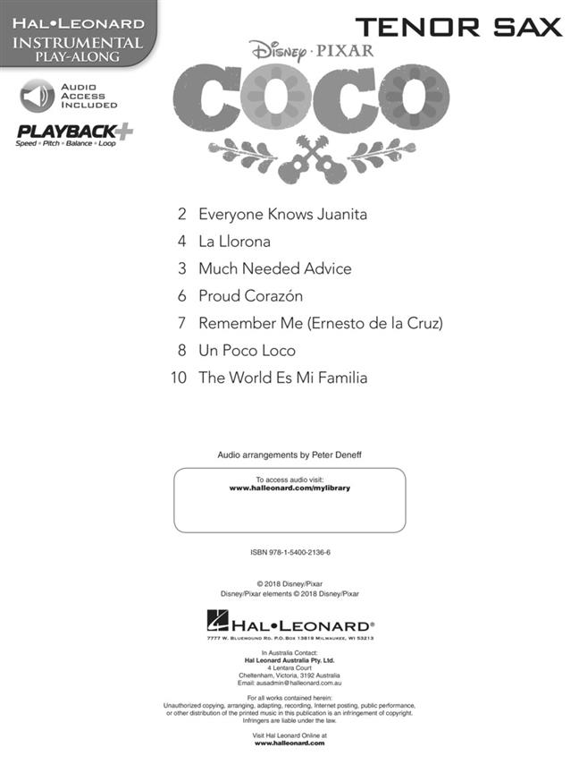 Coco pro tenor saxofón Book with Audio-Online