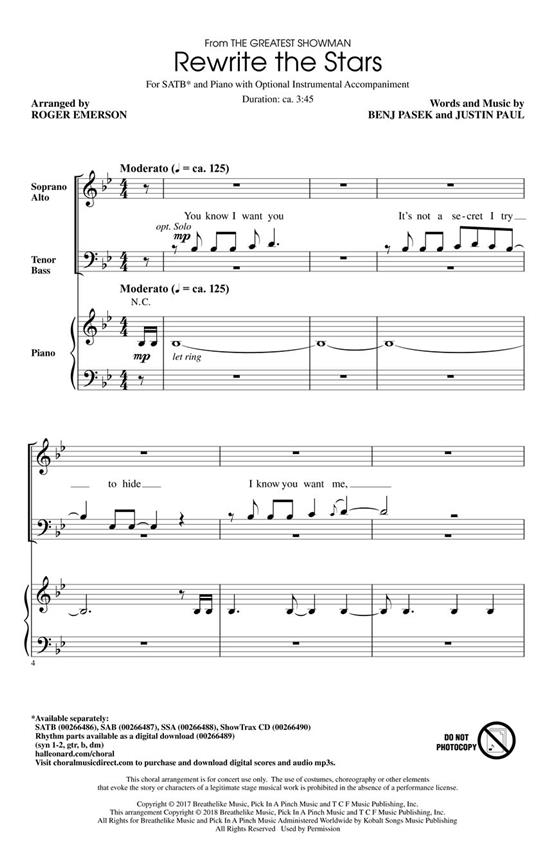 Rewrite the Stars - pro sbor SATB