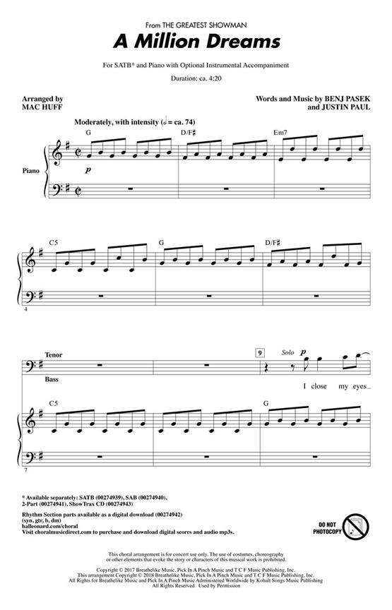 A Million Dreams - from The Greatest Showman - pro sbor SATB