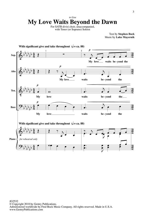 My Love Waits Beyond the Dawn - pro sbor SATB