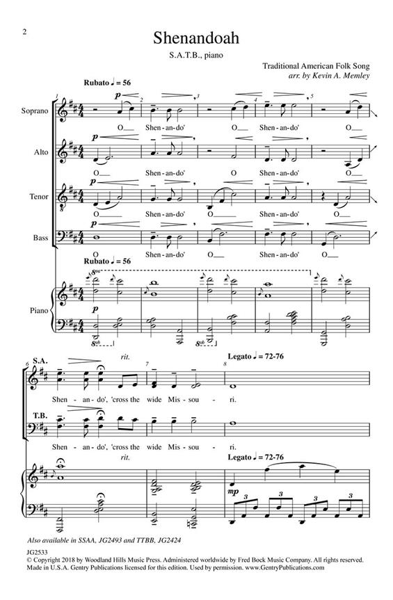 Shenandoah - pro sbor SATB