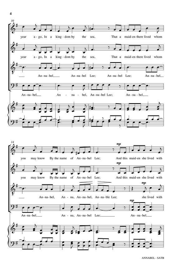 Annabel - Ithaca College Choral Series - noty pro sbor SATB a Cappella