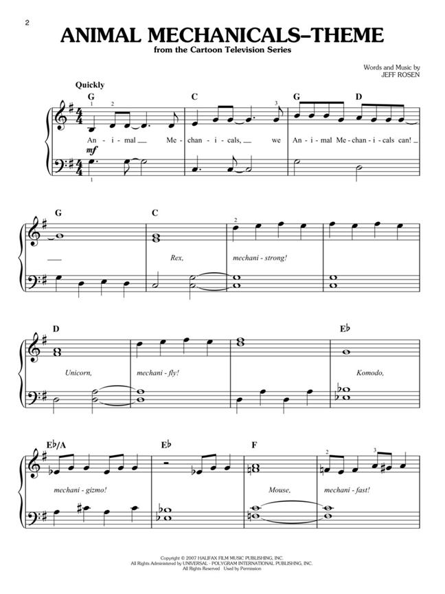 Cartoon Tunes - 3rd Edition - 26 Songs for Easy Piano klavír kniha pro děti