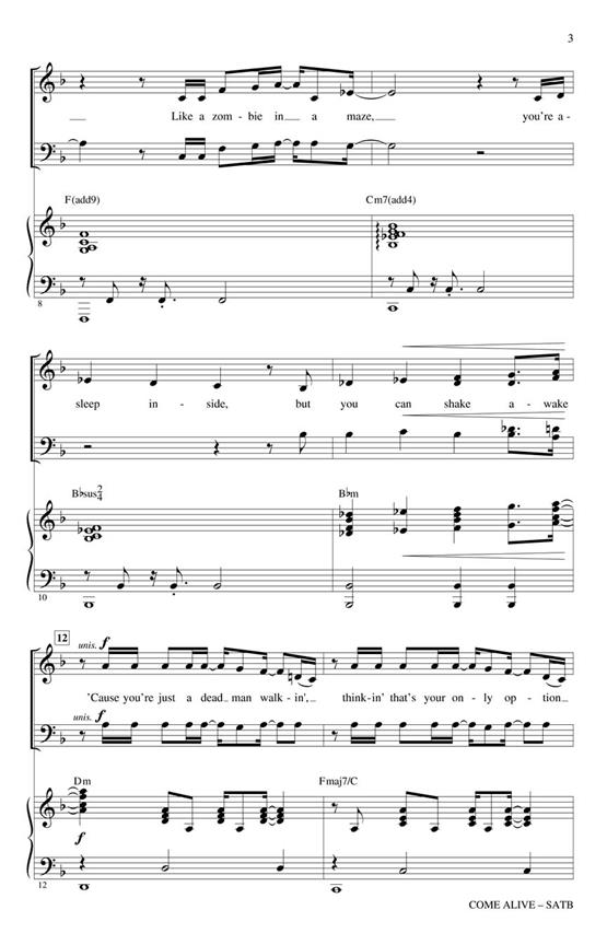 Come Alive - from The Greatest Showman noty pro sbor SATB