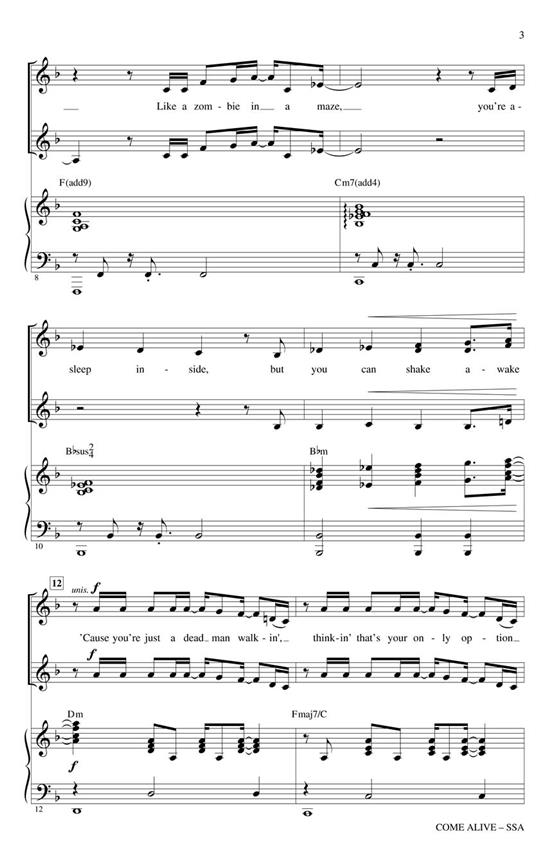 Come Alive - from The Greatest Showman - noty pro sbor SSA