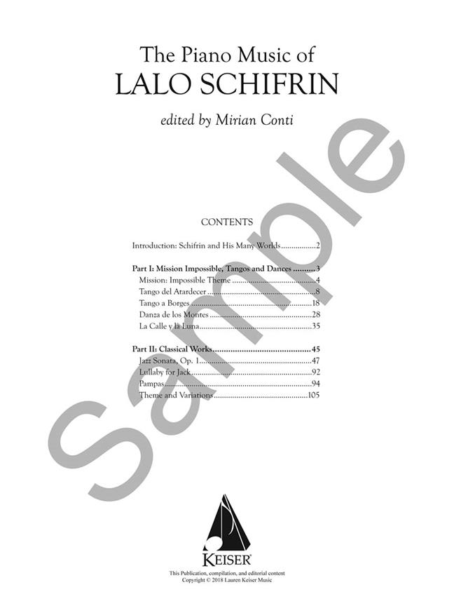 Piano Music of Lalo Schifrin - pro klavír