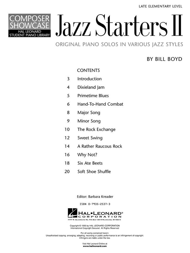 Jazz Starters II - jazzové noty na klavír