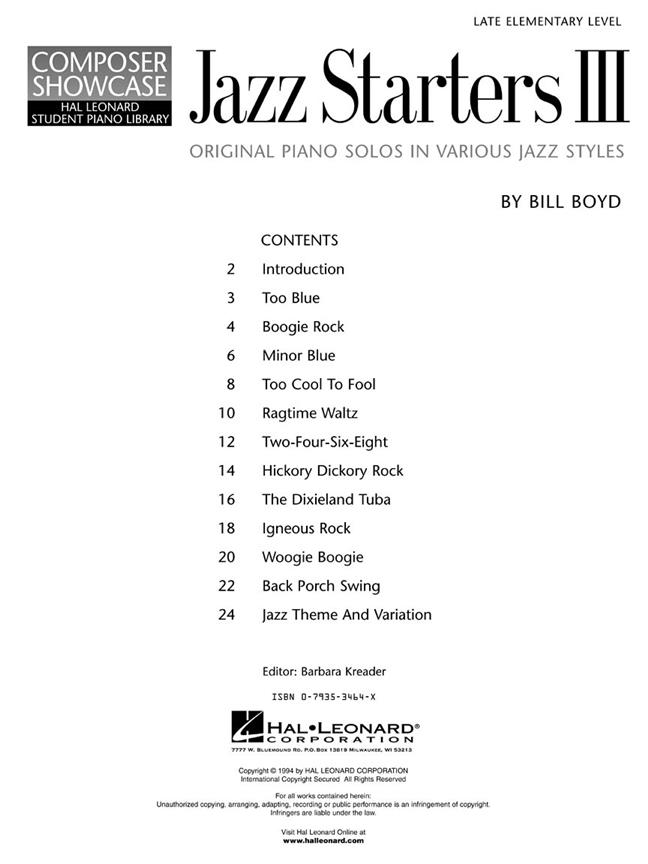 Jazz Starters Vol. 3  - jazzové noty na klavír