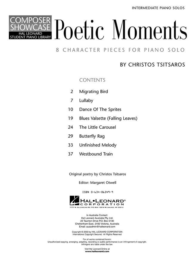 Christos Tsitsaros - Poetic Moments - populární písně na klavír