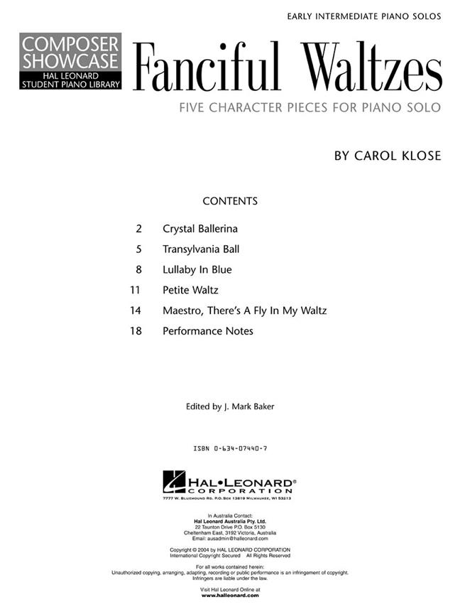 Carol Klose - Fanciful Waltzes - Composer Showcase - populární písně na klavír
