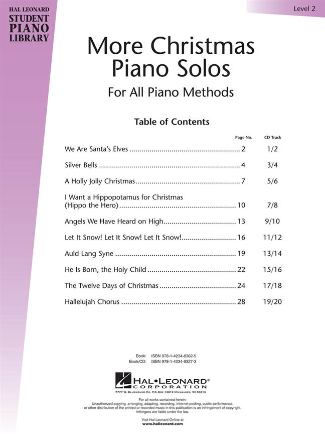 More Christmas Piano Solos - Level 2 - Hal Leonard Student Piano Library - vánoční melodie pro klavír