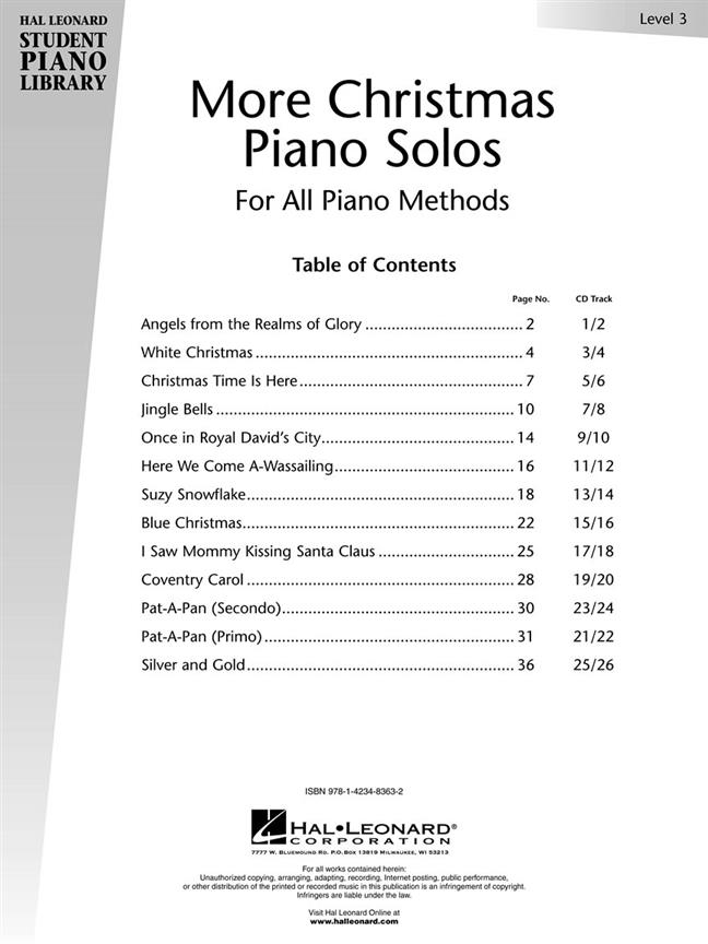 More Christmas Piano Solos - Level 3 - Hal Leonard Student Piano Library - vánoční melodie pro klavír