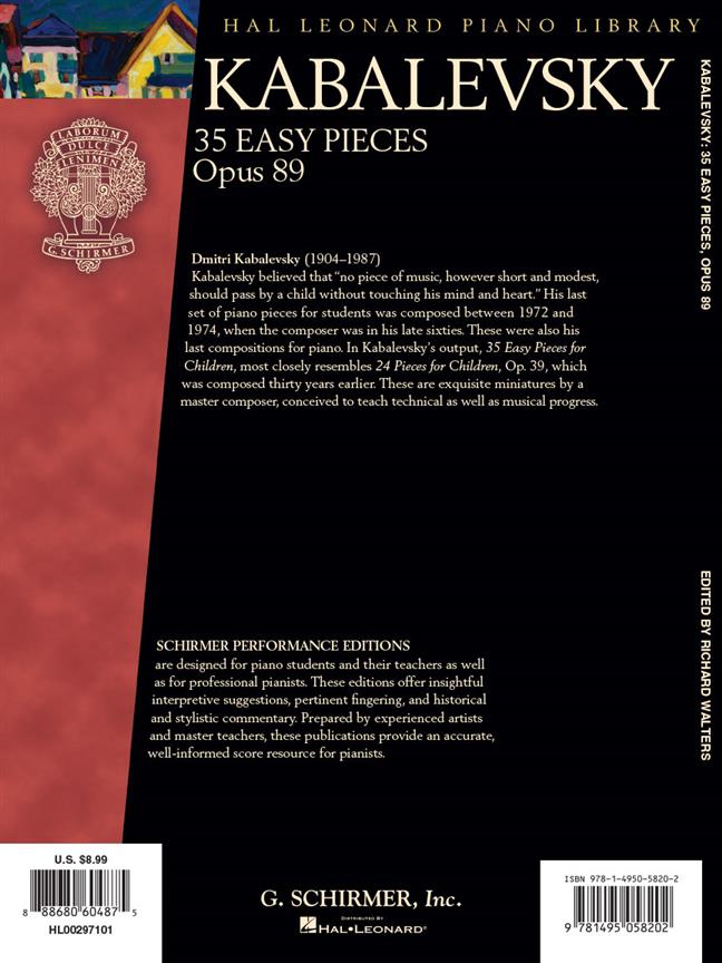 Kabalevsky - 35 Easy Pieces, Op. 89 for Piano - klasické skladby pro klavír
