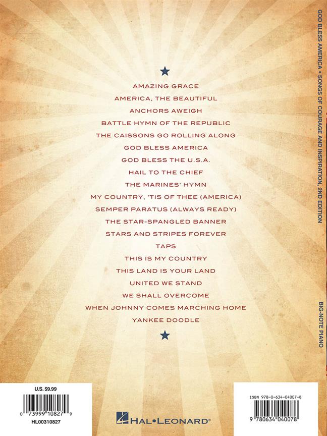 God Bless America® - 2nd Edition - Songs of Courage and Inspiration - noty pro klavír s akordy