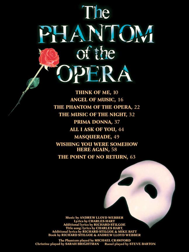 The Phantom of the Opera - Andrew Lloyd Webber - Vocal Selections - Souvenir Edition - písně s akordy pro kytaru, zpěv a klavír