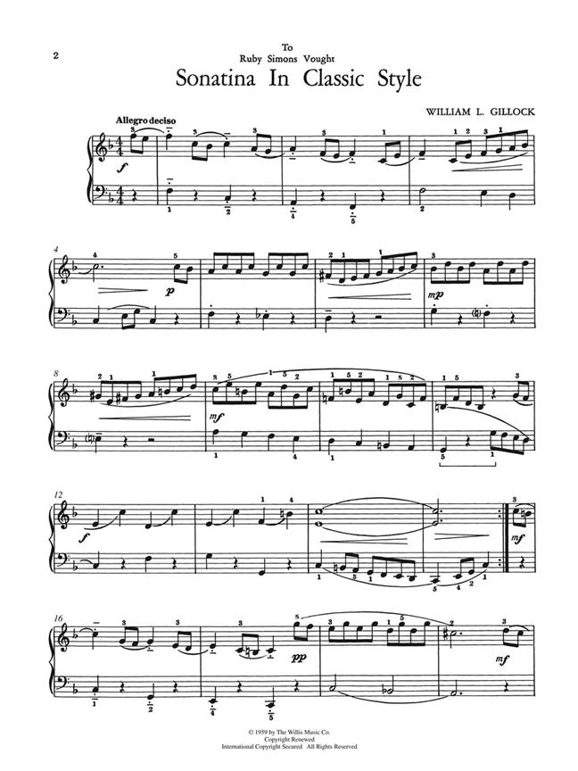 Sonatina In Classic Style - Mid-Intermediate Level - pro klavír