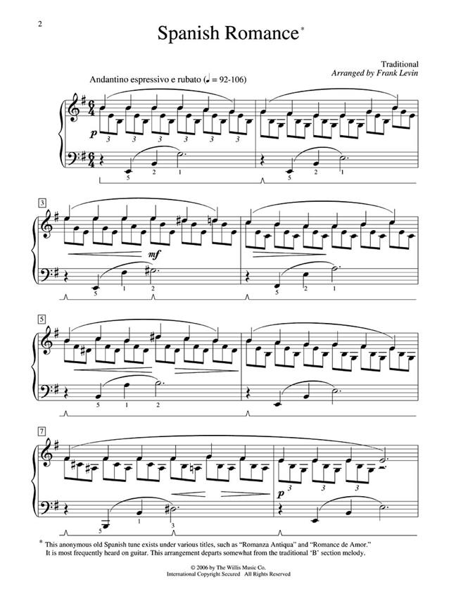Spanish Romance - Mid-Intermediate Level - noty na klavír