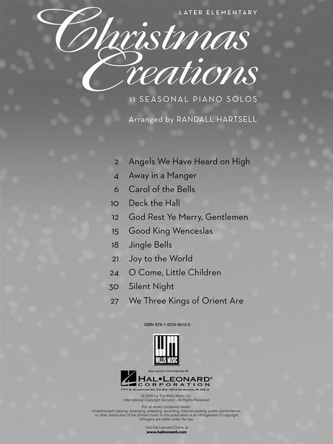 Christmas Creations - 11 Seasonal Piano Solos - vánoční melodie pro klavír