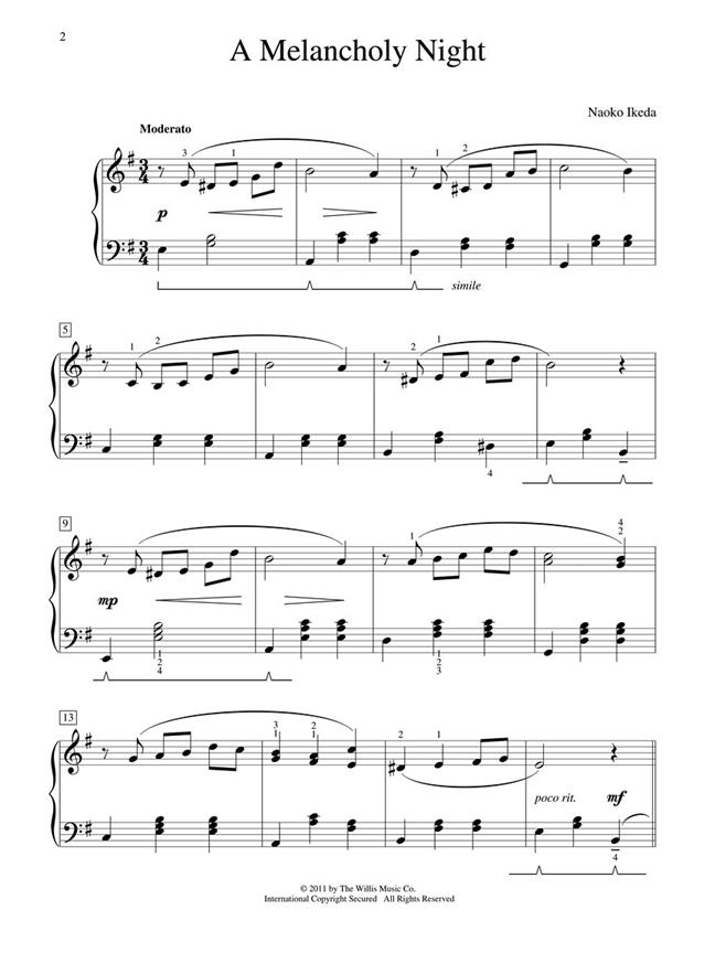 A Melancholy Night - skladba pro hráče na klavír