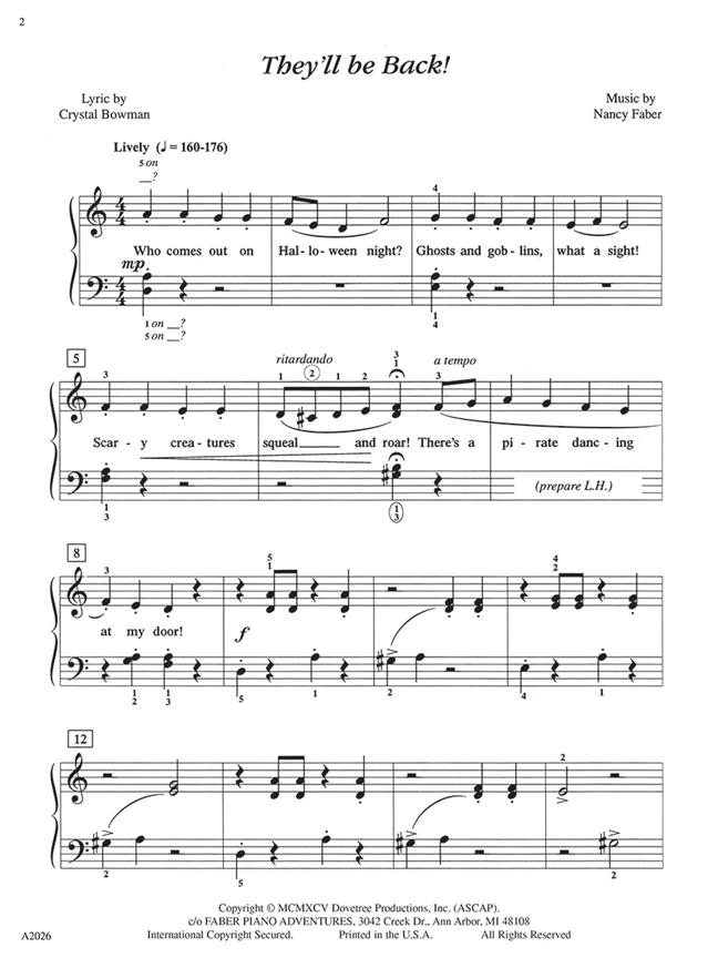 They'll be Back! - Mid-Elementary-Level 2A Piano Solo - noty na klavír