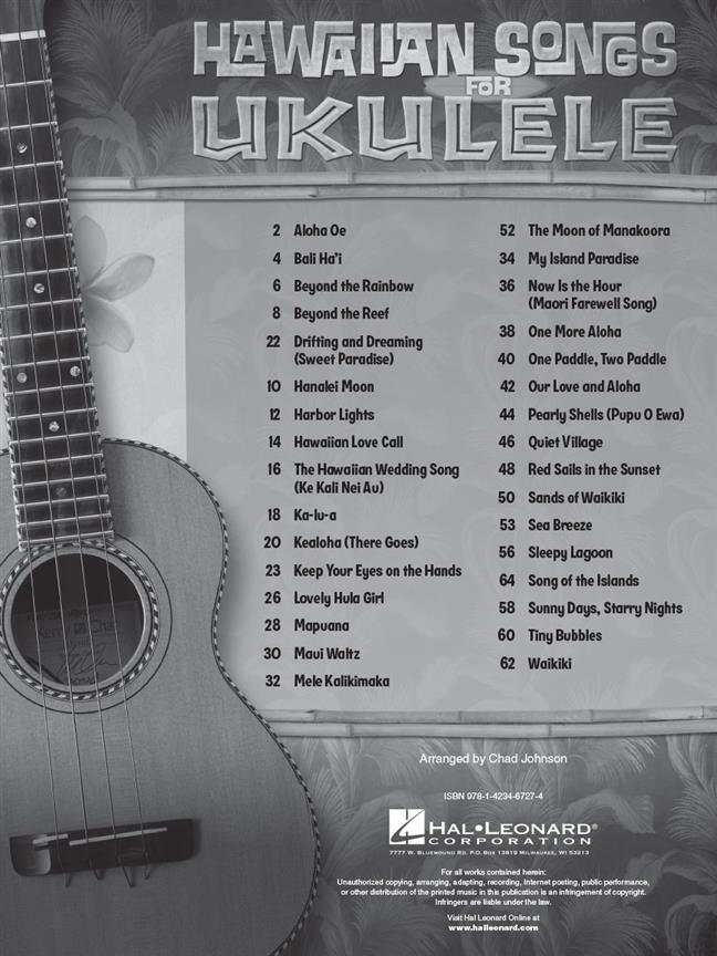 Hawaiian Songs for Ukulele noty pro ukulele