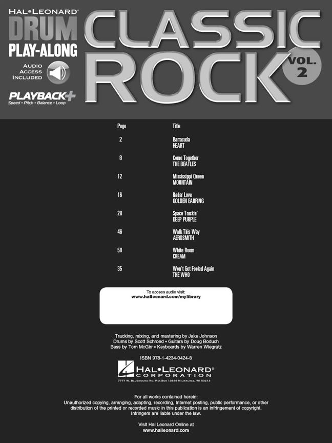 Classic Rock - Hal Leonard Drum Play Along - noty pro bicí soupravu