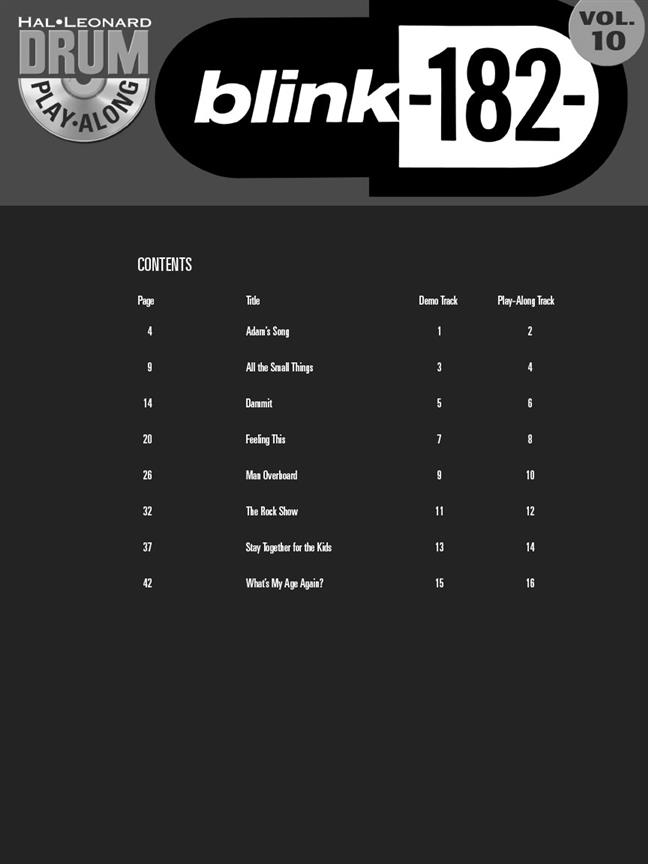 Blink-182  - Drum Play-Along Volume 10 - noty na bicí