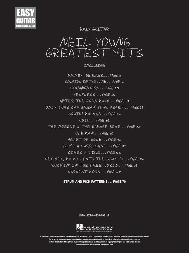 Neil Young - Greatest Hits - noty na kytaru